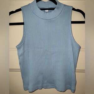 Blue high neck ribbed tank top, women’s S, Uniqlo